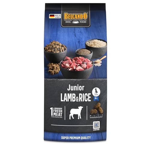 Belcando Junior Lamb & Rice Hundefutter | Trockenfutter für empfindliche Junghunde | Alleinfuttermittel für Junghunde ab 4 Monaten (1 kg neu)
