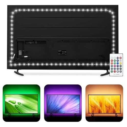 HAMLITE TV LED Backlight USB Powered, 6500K White PC Monitor Bias Lighting for 60 65inch TVs,14.8Ft RGBW Led Light for TV with RF Remote 20 Colors Changing LED Background Room Decor