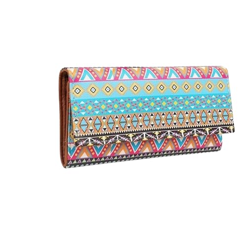 Women's Wallet Unique Print | Clutch | Vegan Leather | 11 Cards 1 ID Slot | 2 Notes and 1 Coin Compartment | Key Holder | Magnetic Closure | Multicolor-Ethnic Pattern-image-32