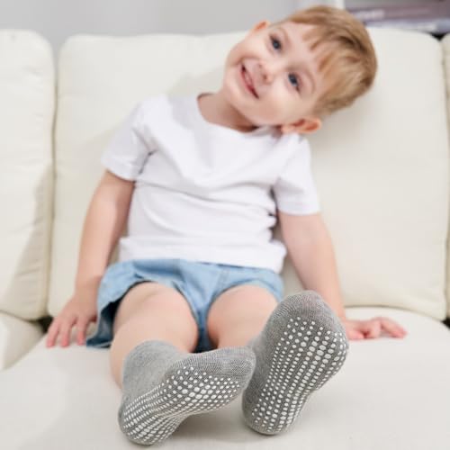 Image of Zaples Baby Non Slip Grip Ankle Socks with Non Skid Soles for Infants Toddlers Kids Boys Girls