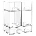Vtopmart Stackable Storage Drawers Set of 5, Clear Plastic Organizer Bins for Beauty Supplies,Ideal for Vanity, Bathroom,Cabinet,Pantry Organization