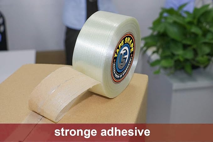Pro Home 1 Roll Strong Crossweave Reinforced Tape 50mmx50m Transparent Bi-Directional Filament Strapping Tape Fiberglass Reinforced Tape Heavy Duty Tape For Repairing,Bundling & Moving Packaging Tape - Image 4