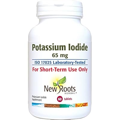 Potassium Iodide 65 mg | Emergency Use Radiation Protection & Thyroid Support | 60 Tablets Iodine - YODO Naciente | Essential Survival Kit Supplement | NEW ROOTS HERBAL