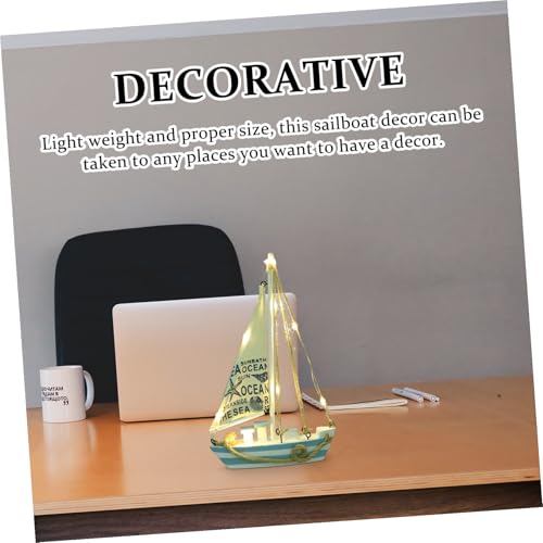 Barco de vela LED de madera ORFOFE como regalo náutico para el hogar 5
