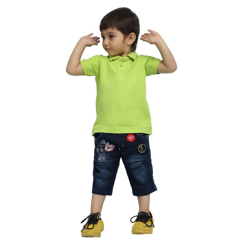 Nusyl Solid Polo T-Shirt for Infants (6 Months - 36 Months) | Regular Fit | Polo Collar & Buttoned T-Shirt - Lime Green - 12-18M - Image 2 thumbnail