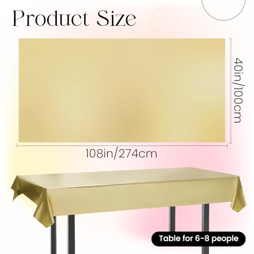Just Shimmer 2 pcs Gold Tablecloth Plastic -Stunning Metallic Matte Finish, 40" x 108" New Year Table Cloth, Perfect for Bachelorette Wedding Graduation Birthday Party Anniversary Event Decorations by Just Shimmer - Used condition - Image 2