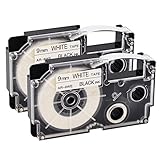 NineLeaf 2 Pack Black on White Tape Cassette Compatible XR9WE XR-9WE XR-9WE2S XR9WE2S Label Tape for KL-120 KL-430 KL-1500 KL-2000 Label Maker (3/8' x 26ft, 9mm x 8m)