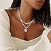 KissYan Silver Beaded Necklace for Women, 14K White Gold Plated Adjustable High-Polished Basic Metal Ball Bead Chain Choker Necklace Minimalist Fashion Jewelry Gifts (Large-WG)