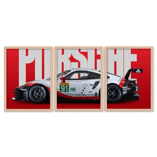 Image of TASVEE Car wall posters | set of 3 wall frames | posters for wall | Wall Decoration for Bedroom, Living Room & Office | Best Gift for Boys & Car Lovers (A1, LARGE 13X17, Framed)