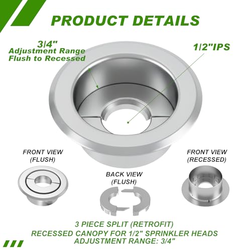 image for Shimeyao 12 Pcs Retrofit Recessed Fire Sprinkler Escutcheon 1/2