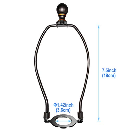 ECUDIS 8" Lamp Shade Harp Holder and E26 Light Base UNO Fitter Adapter Converter Finial Detachable Set for Table and Floor Lamps (Bronze, 8 Inch)