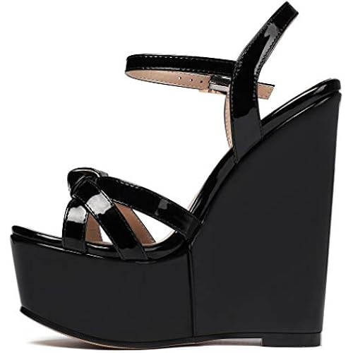 SAMMITOP Women's Open Toe Platform Heels Wedge Sandals Ankle Strap Sandals Block High Heels Platform Wedge Sandals Party Shoes