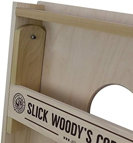 Slick Woody's Professional-Grade Cornhole Boards - 4'x2' Solid Wood Regulation Woodgrain Flag Bean Bag Toss Game with 8 Resin Filled Bags