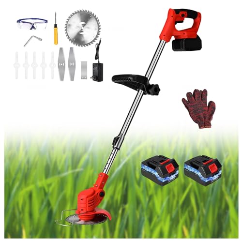 Wizvox Cisaille A Gazon sans Fil avec Batterie, avec 2 Piles 20A Et 1 Chargeur Coupe Bordure A Batterie Rétractable et Angle Réglable Coupe Bordure sur Batterie, pour Pelouses Et Jardins