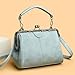 IAMUHI Women Fashion Glossy Soft PU Leather Evening Handbag Purse Vintage Kiss Lock Shell Shape Crossbody Clutch Bags, Blue