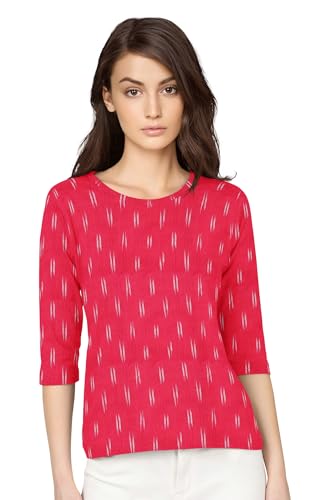 Image of Cotton Pochampally ikat unstitched blouse, Kurthi, long frock fabric material for women (1 meter, 2 meters & 3 meters)