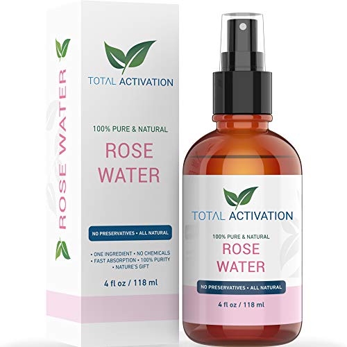 Natural Rose Water 100% Pure Morrocan Rose Facial Toner Rich in AntiOxidants, Soothing For Sensitive, Oily, Normal and Dry Skin, Face Skin Body Hair Spray Mist, Reduce Fine Lines and Wrinkles 4 oz