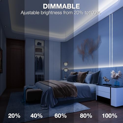 Image of phopollo White LED Strip Lights, 18ft Dimmable 6500k Daylight White Led Light Strip, 840 LEDs Flexible Led Lights for Bedroom, Mirror, Kitchen Decoration