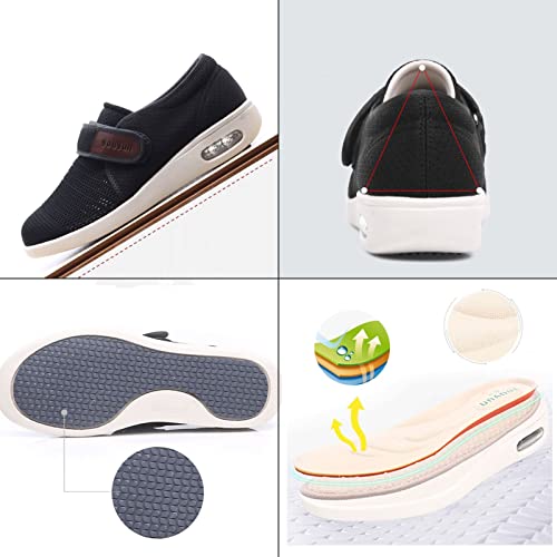 Sapatos Diabéticos para Mulheres Largura Larga,Respirável Chinelos Diabéticos para Homens com Fecho