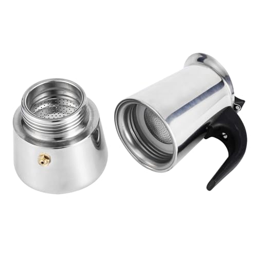 Yctze Cafetera Moka de Acero Inoxidable para Uso Doméstico y de Oficina, Disponible en Tamaños de 100 Ml, 200 Ml, 300 Ml y 450 Ml, Uso en la Estufa (#01)