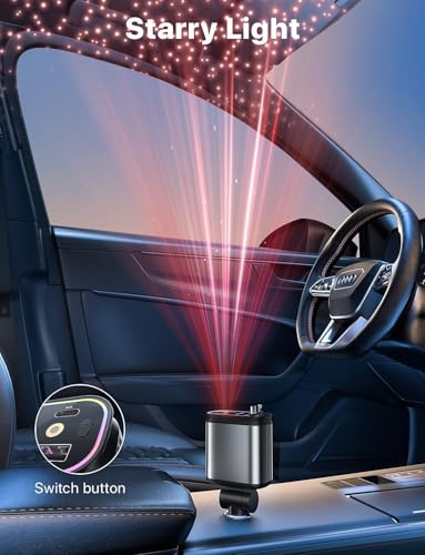 Image of 120W Retractable 4 in 1 Car Charger, Starlight Projection in Car Roof, Type C + iOS Retractable Car Phone Charger Compatible with Smart Phone