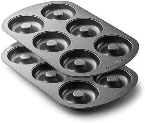 Bellemain’s Premiere Donut Pan for Baking | Make Perfect Bagels and Cake Donuts | Nonstick 12.5 x 8.5” Doughnut Pan with 6-Doughnut Molds | Includes 2 Steel Donut Trays