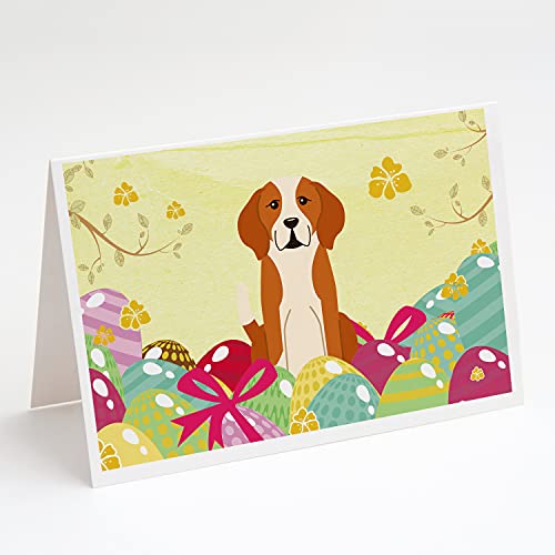 Caroline's Treasures BB6110GCA7P Easter Eggs English Foxhound Greeting Cards and Envelopes Pack of 8 Blank Cards with Envelopes Whimsical A7 Size 5x7 Blank Note Cards