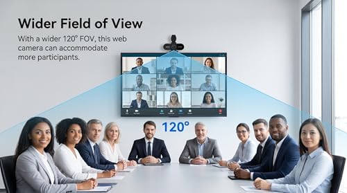 1080P HD Webcam with Microphone, Noise Cancellation, Privacy Cover, Wide-Angle Lens, Auto Light Correction, Plug & Play USB Webcam for Laptop, Desktop, PC, Mac, Zoom, Skype, Streaming (1080p) — view 7