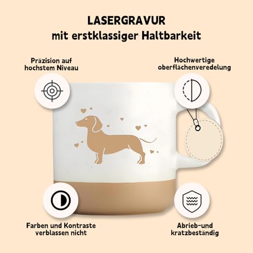Dackel Tasse 360 Ml Mit Gravur Für Hundebesitzer – Geschenkidee Für Frauen & Männer – Becher Für Kaffee & Tee – Perfekt Als Dackel Geschenke Zum Geburtstag Oder Alltag