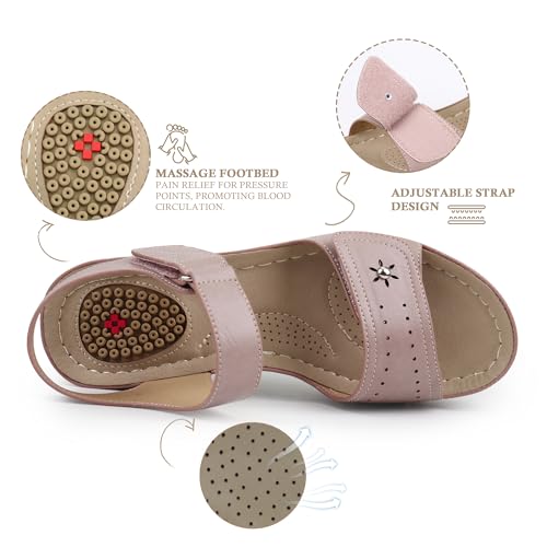 Image of JABASIC Women Comfortable Sandals Orthotic Walking Sandals Orthopedic Arch Support Sandals