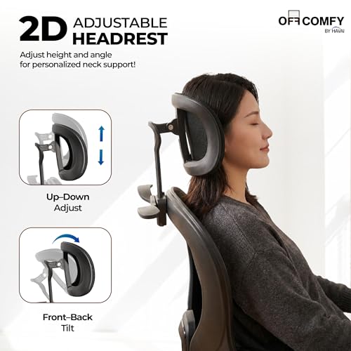 Image of HAVAI Velmora Ergonomic Office Chair | High Back Mesh Chair with Reclining Mechanism, Adjustable Armrest, Headrest & Lumbar Support | Nylon Base & Wheels | Executive /WFH Chair (Black)