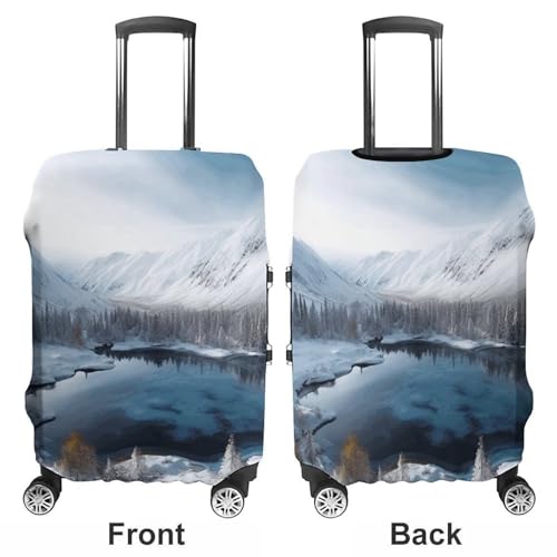 Carry on Luggage Cover Winter Mountains Snow Scene Suitcase Covers for Luggages Tsa Approved Travel Luggage Sleeve Protector Elastic Suitcase Protector Anti-Scratch Washable Fits 19-30 Inch Case -S3