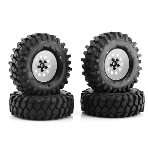 RC�^�C�� For Traxxas For TRX4 For Axial SCX10 90046 90047 MST 1/10 RC �N���[���[�J�[ 1.9 "�S���^�C���r�[�h���b�N�z�C�[������ �J�[�^�C��(White,90mm)