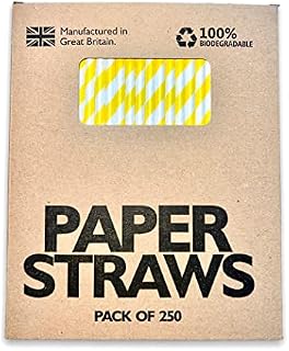 Solid Black Paper 250pcs (200mm x 6mm) Made in UK - Biodegradable Straws (Solid Black)