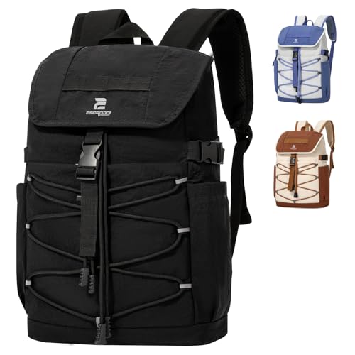 Mochila Leve para Atividades ao ar Livre 20L, Resistente à Água, Mochilas de Trilha, Caminhadas e Acampamentos, com Compartimento para Notebook, Preta