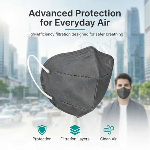 Image of Reusable & Washable Face Mask - Breathable Foldable Non-Woven Fabric Mask with Adjustable Ear Loops for Everyday Use, Comfortable Unisex Fit