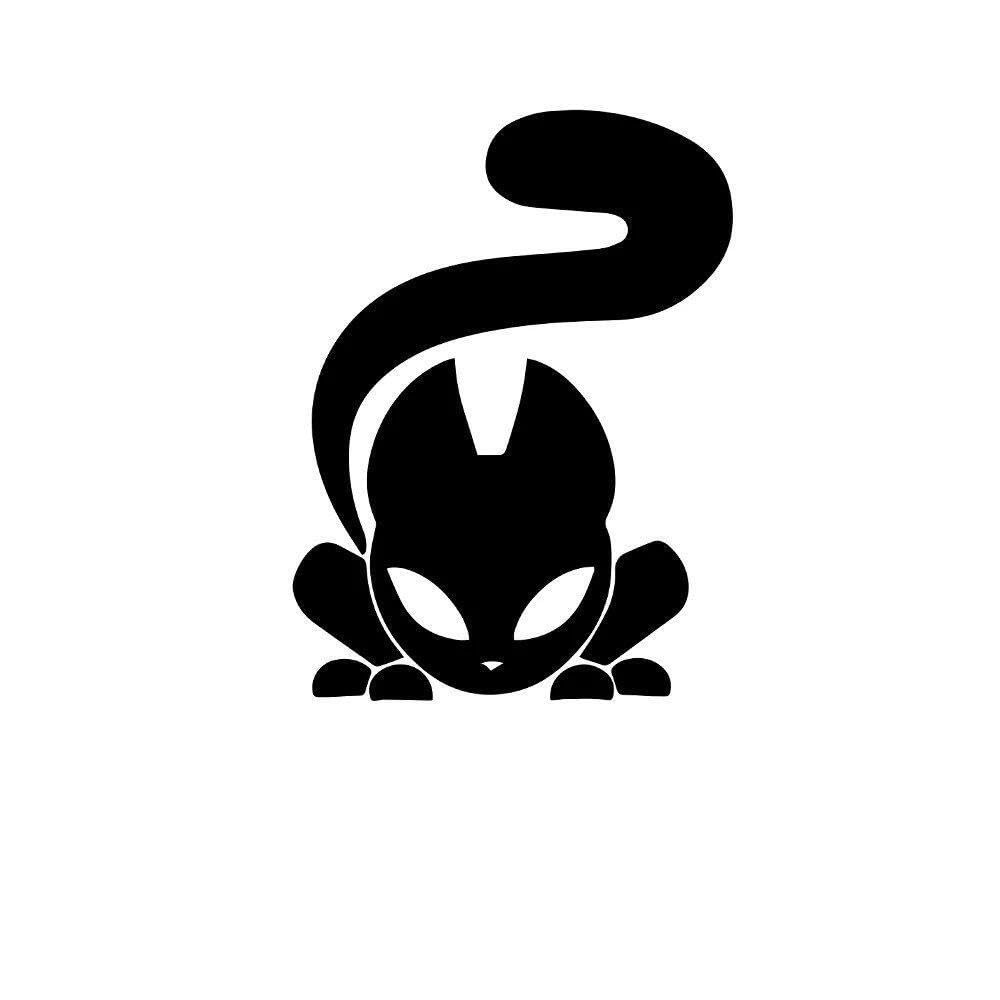 Black Cat Car Stickers Cover Scratches Cartoon Window Decal(Black,21cmX27cm)