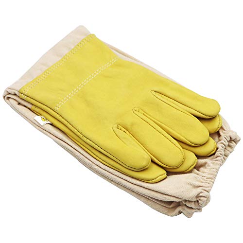 PROBEEALLYU Imker-Handschuhe, lange Ärmel, Ziegenleder, Imker-Schutzhandschuhe mit dicken belüfteten Baumwollärmeln… – Bild 5