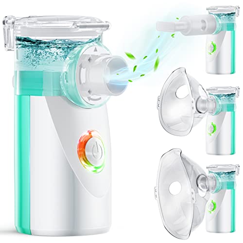 Kleota Portable Nebulizer for Adults and Kids, 2-Speed Adjustable Quiet Handheld Nebulizer, Rechargeable with Auto-Clean Function for Home Office Travel