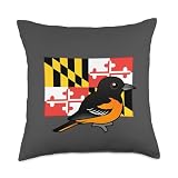 State Birdorable of Maryland: Cute Baltimore Oriole Throw Pillow