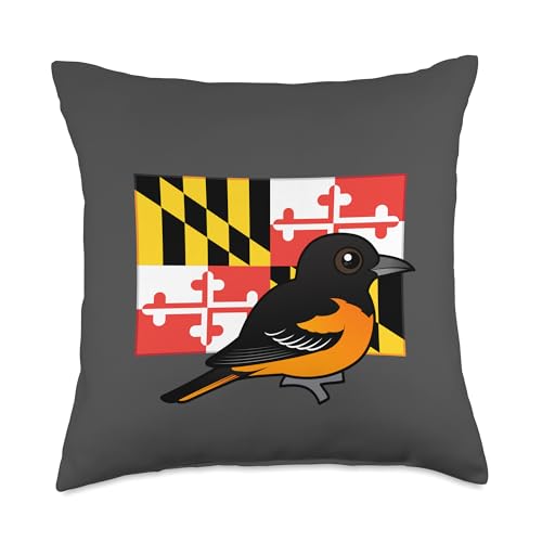 State Birdorable of Maryland: Cute Baltimore Oriole Throw Pillow