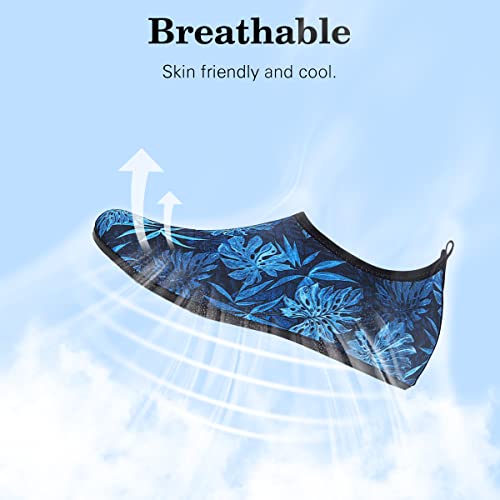 Aqua Socks Beach Water Shoes Barefoot Yoga Socks Quick-Dry Surf Pool Swim Shoes For Women Men(Blue Leaves,7.5/8.5 Women,6.5/7.5 Men,38/39 Eu) #TOP2