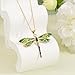 Lauren-Spencer Colorful Dragonfly Pendant Necklace, Stainless Steel Gold Plated Necklace for Women, Nature Inspired Fashion Accessory Gift (Style G)