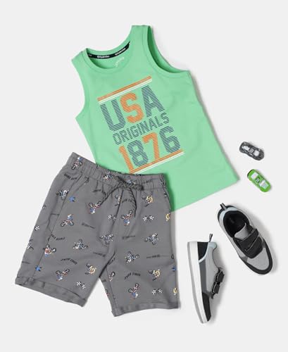 Image of Jockey CB03 Boys Super Combed Cotton French Terry Printed Shorts with Turn Up Hem Styling (Colors & Prints May Vary)