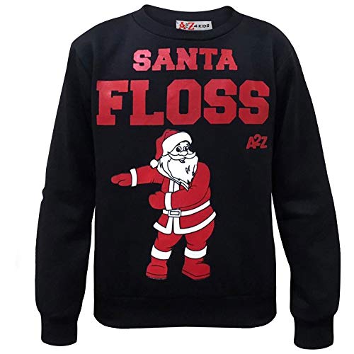 Pull de Noël Santa Floss noir pour enfants de 5 à 6 ans