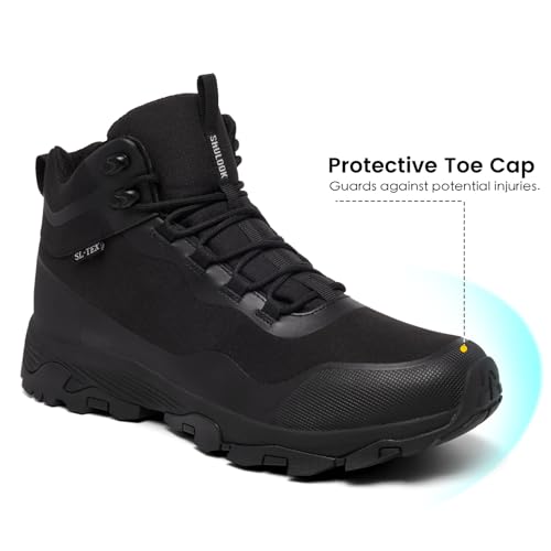 SHULOOK Men's Waterproof Hiking Boots Outdoor Lightweight Breathable Trekking Camping Mountaineering Shoes