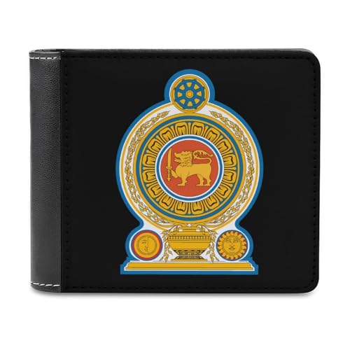 Emblem of Sri Lanka Slim Bifold Wallets for Men Stylish Front Pocket Purse with Card Holder Slots