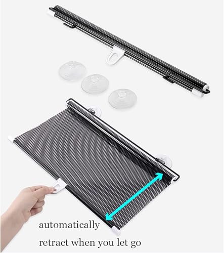 Blinds,Blackout Curtain,Punch-free Retractable Balcony Sun Shade,Sunscreen Insulation Shading Curtain Window Shade Blind Kitchen Office Car Privacy ScreenSuction Cup Roller (58cmx125cm, Black