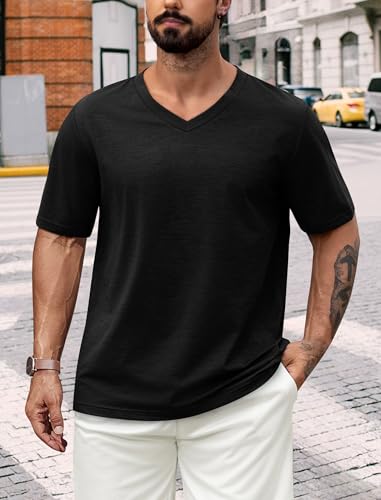 NIASHOT Mens T Shirts Short Sleeve Classic V Neck T-Shirt Casual Summer Basic Tee Shirt2