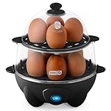 Dash Deluxe Egg Cooker - Boiler, Poacher & Steamer - Includes Measuring & Recipe Guide - Dishwasher Safe - BPA Free - Holds 12 Eggs, Black
